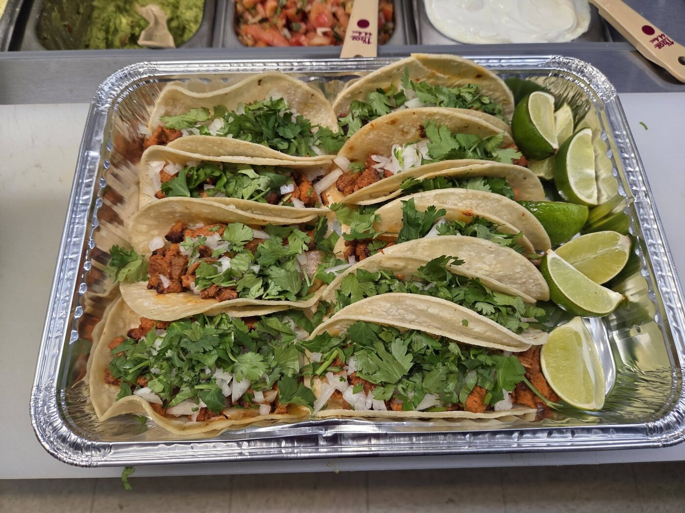 Plate of street tacos with rice
